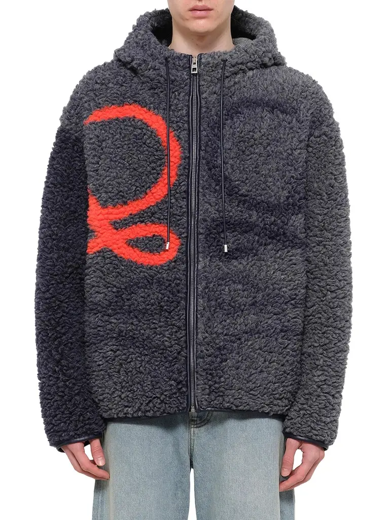 Loewe Hooded Jacket in Navy/orange