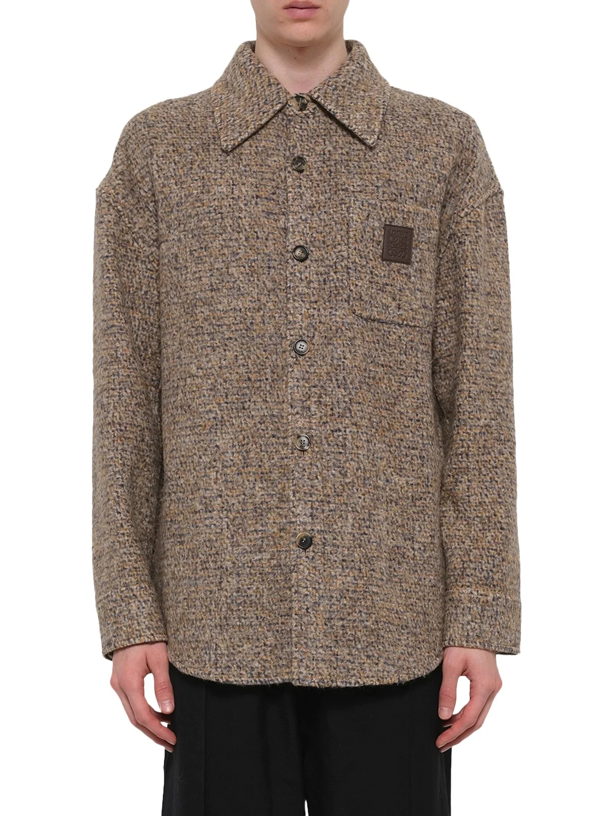 Loewe Overshirt in Beige/blue Melange