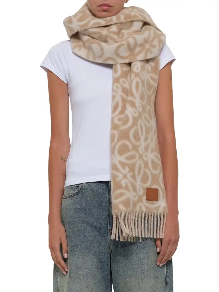 Anagram Scarf in Beige/white Anagram Scarf in Beige/white