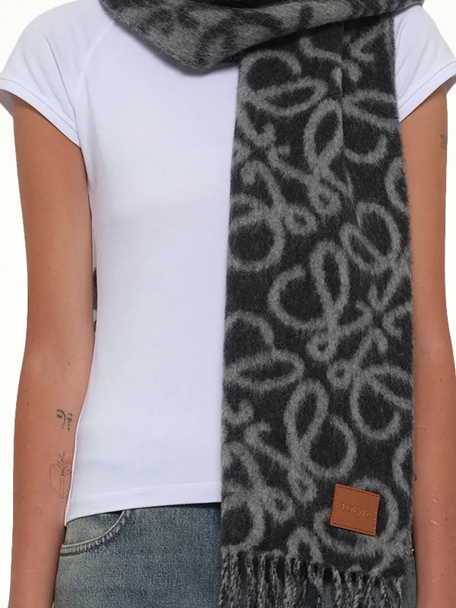 Loewe Anagram Scarf in Black/grey | Thumbnail 2 Loewe Anagram Scarf in Black/grey | Thumbnail 2
