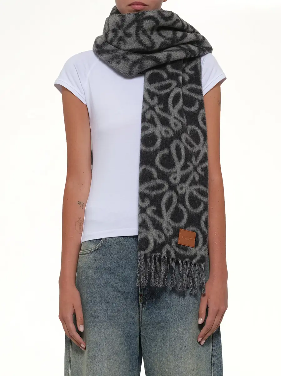 Loewe Anagram Scarf in Black/grey | Thumbnail 3 Loewe Anagram Scarf in Black/grey | Thumbnail 3