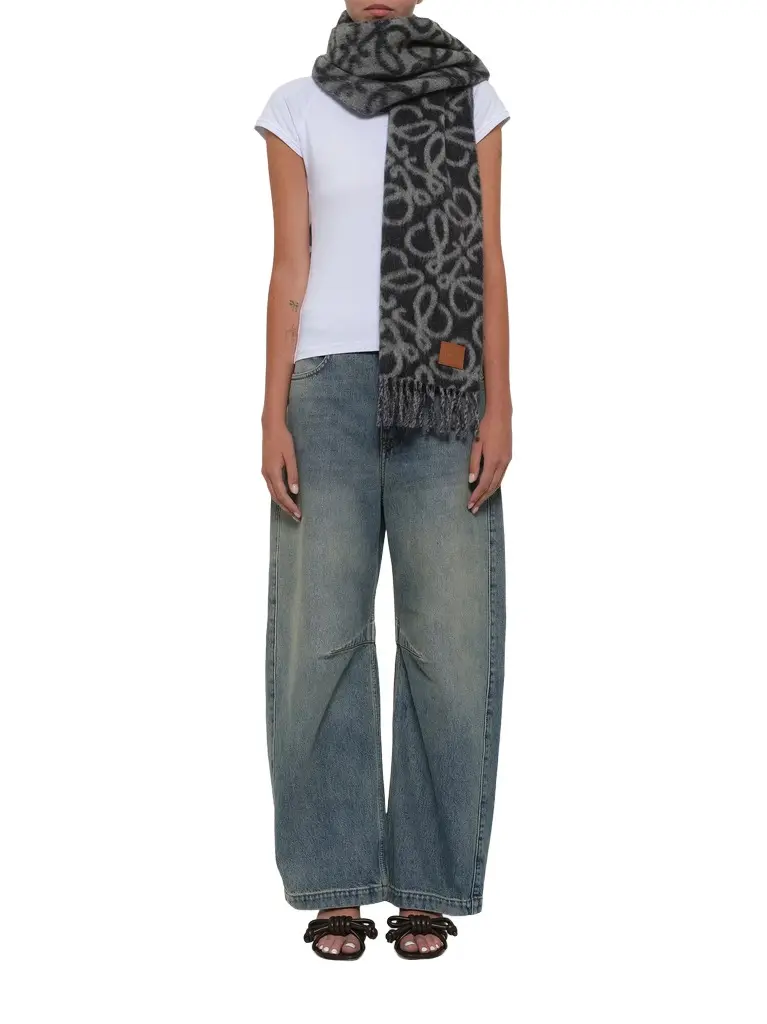 Loewe Anagram Scarf in Black/grey