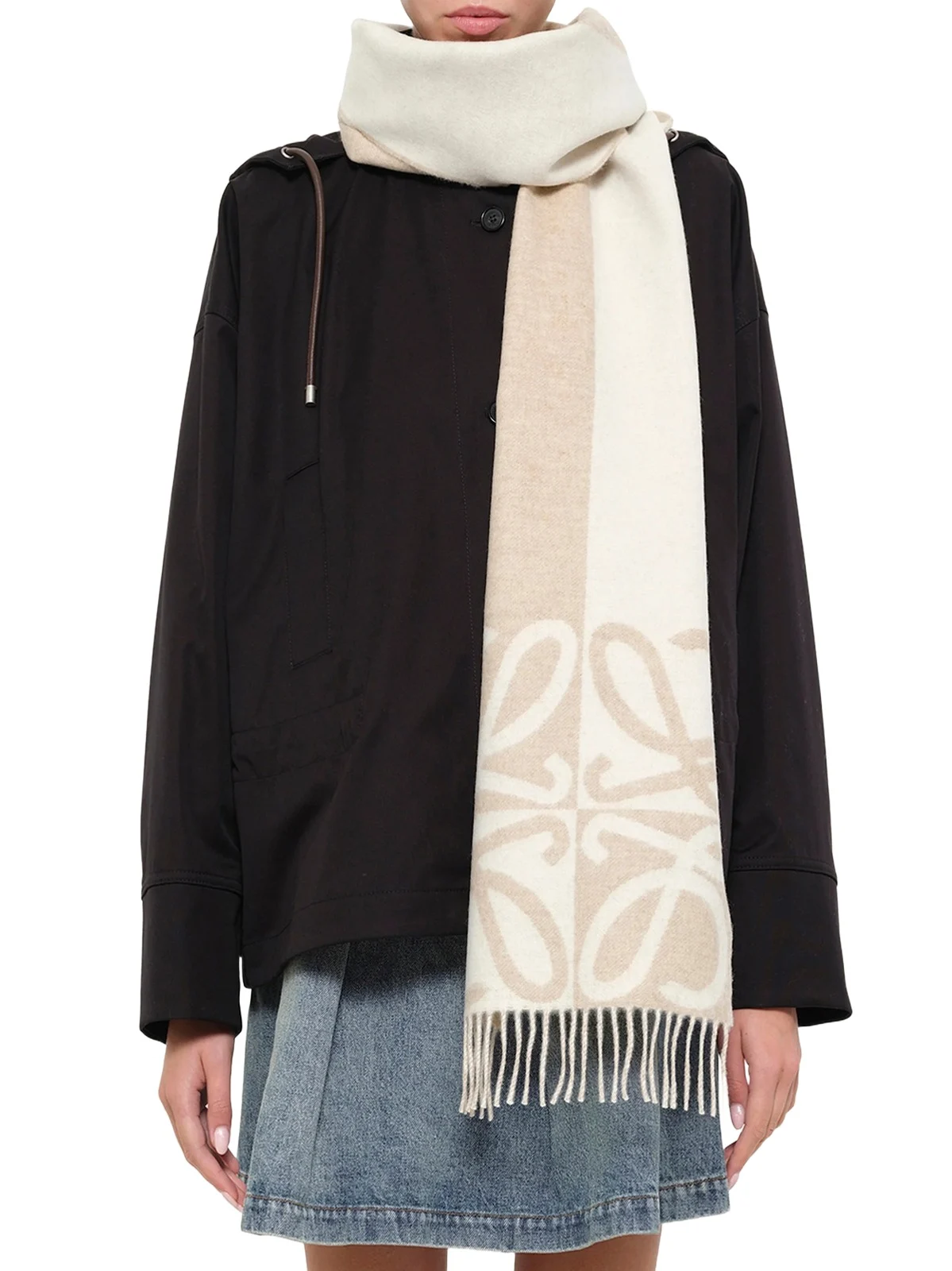 Loewe Big Anagram Scarf in Beige/ecru