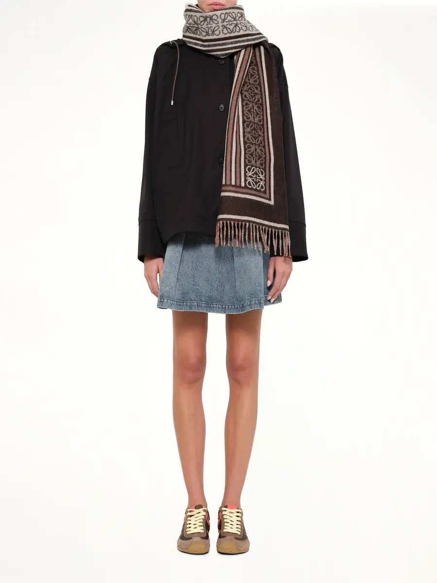 Loewe Wool Scarf in Dark Coffee | Thumbnail 3 Loewe Wool Scarf in Dark Coffee | Thumbnail 3