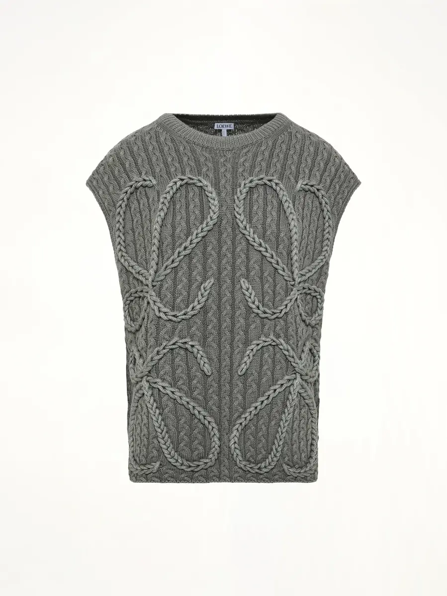 Loewe Anagram Knit Vest in Khaki Green | Thumbnail 2 Loewe Anagram Knit Vest in Khaki Green | Thumbnail 2