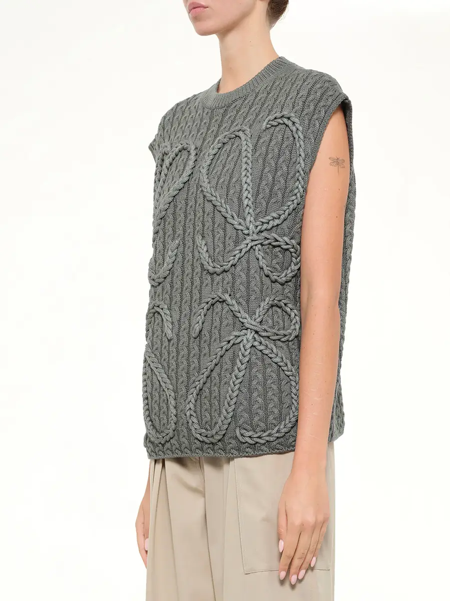 Loewe Anagram Knit Vest in Khaki Green | Thumbnail 3 Loewe Anagram Knit Vest in Khaki Green | Thumbnail 3