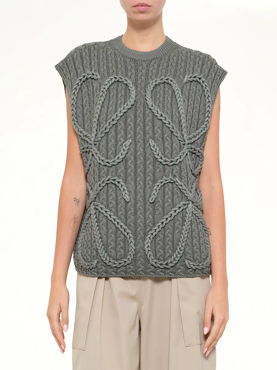 Loewe Anagram Knit Vest in Khaki Green | Thumbnail 6 Loewe Anagram Knit Vest in Khaki Green | Thumbnail 6