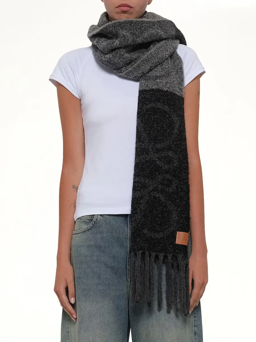 Loewe Big Anagram Scarf in Dark Grey/black | Thumbnail 3 Loewe Big Anagram Scarf in Dark Grey/black | Thumbnail 3