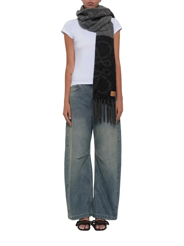 Loewe Big Anagram Scarf in Dark Grey/black