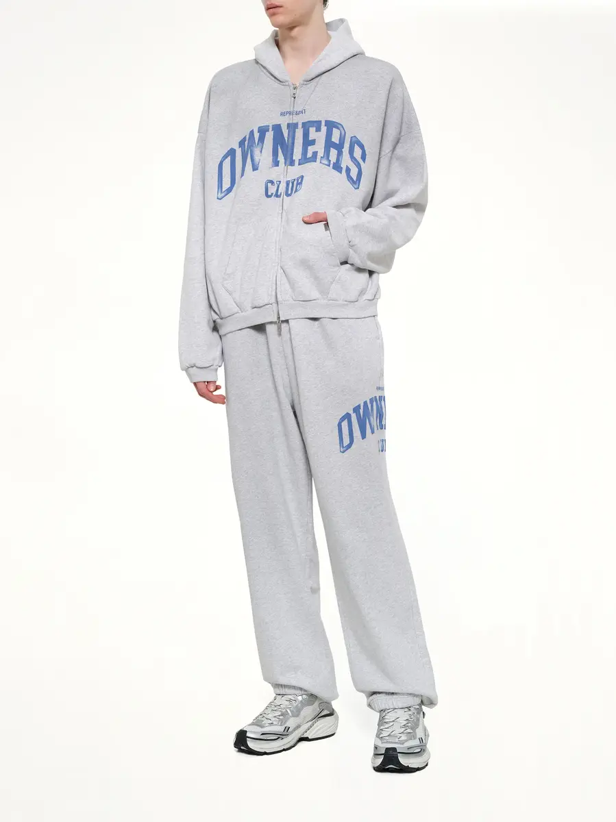 Represent Represent Owners Club Zip Through Hoodie in Sprayed Ice Grey Marl | Thumbnail 4 Represent Represent Owners Club Zip Through Hoodie in Sprayed Ice Grey Marl | Thumbnail 4