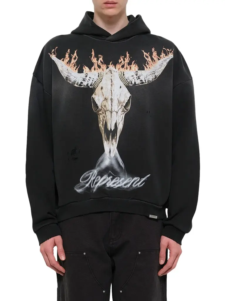 Represent British Cowboys Hoodie in Stained Black