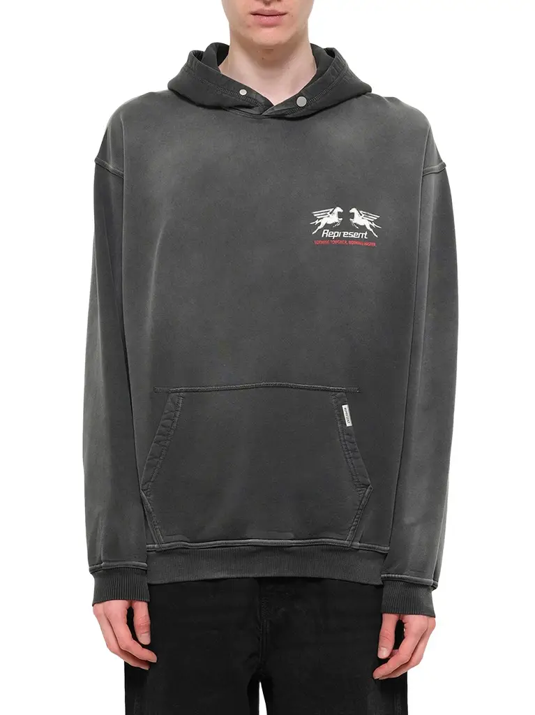 Represent 24 Hour Service Hoodie in Stained Black