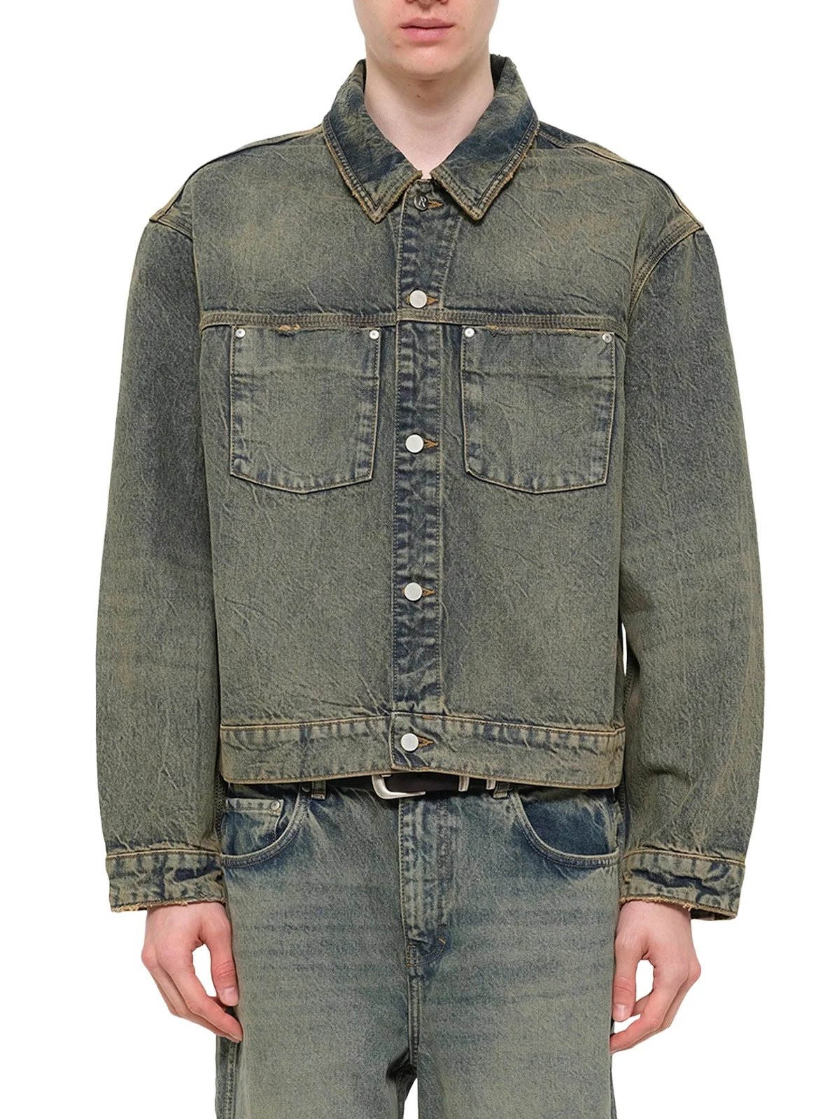 Represent Denim Trucker in Blue Cream