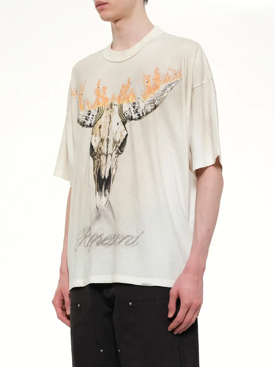 Represent British Cowboys T-shirt in Washed Ecru | Thumbnail 3 Represent British Cowboys T-shirt in Washed Ecru | Thumbnail 3