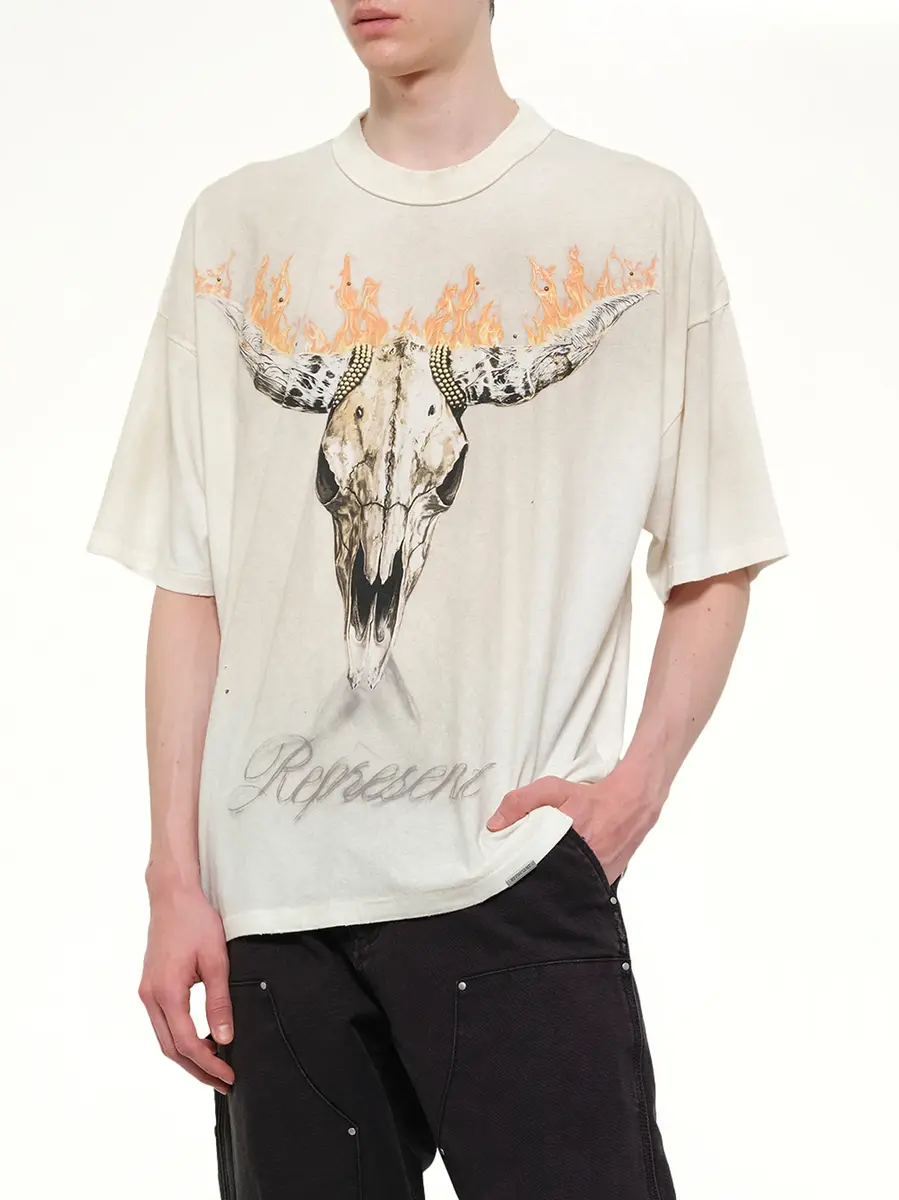 Represent British Cowboys T-shirt in Washed Ecru | Thumbnail 6 Represent British Cowboys T-shirt in Washed Ecru | Thumbnail 6