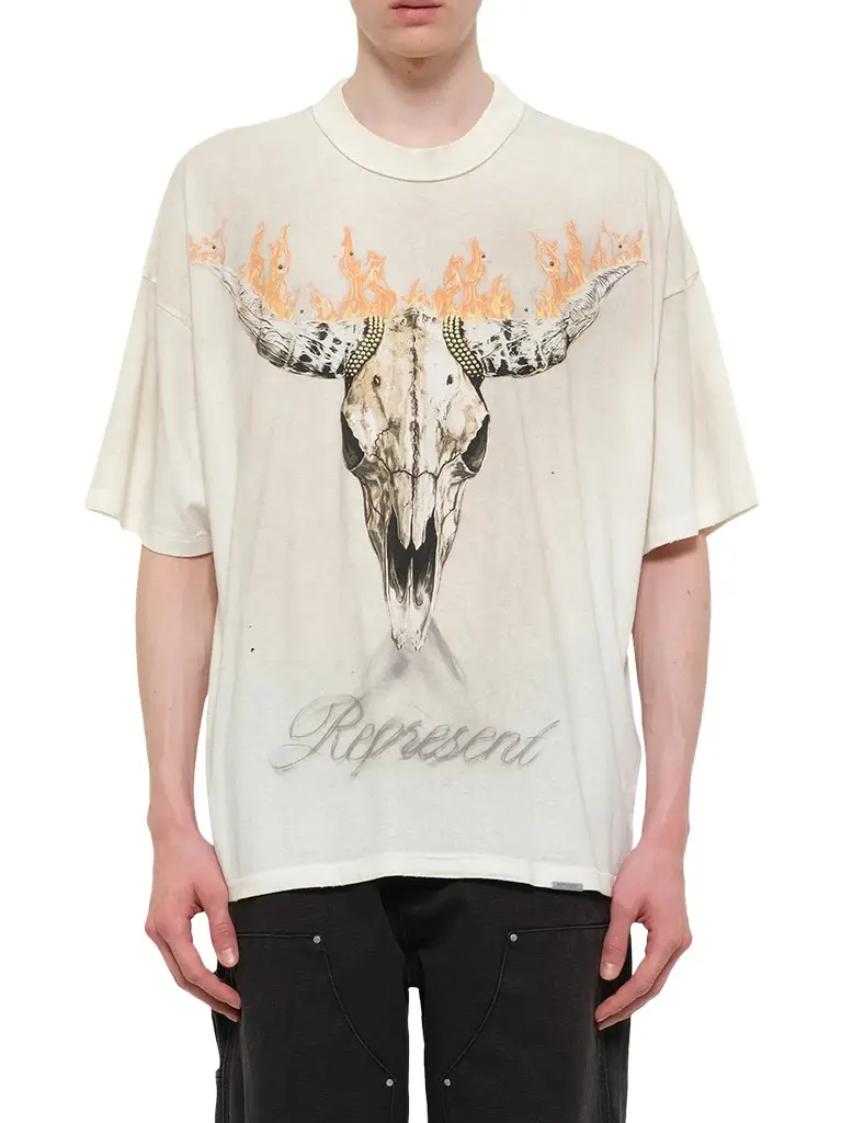 Represent British Cowboys T-shirt in Washed Ecru