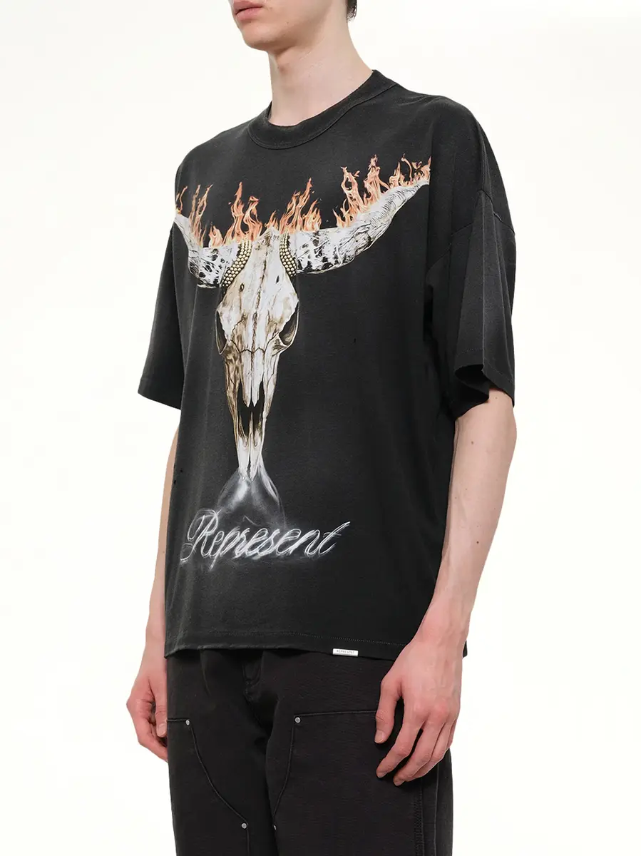 Represent British Cowboys T-shirt in Stained Black | Thumbnail 3 Represent British Cowboys T-shirt in Stained Black | Thumbnail 3