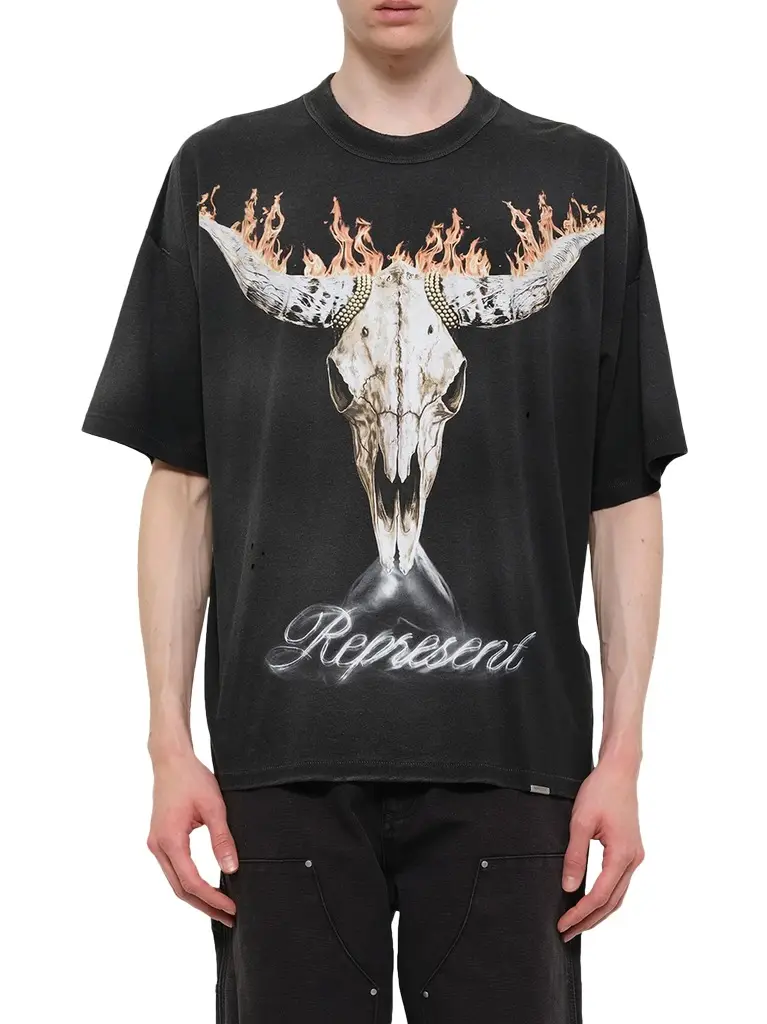 Represent British Cowboys T-shirt in Stained Black