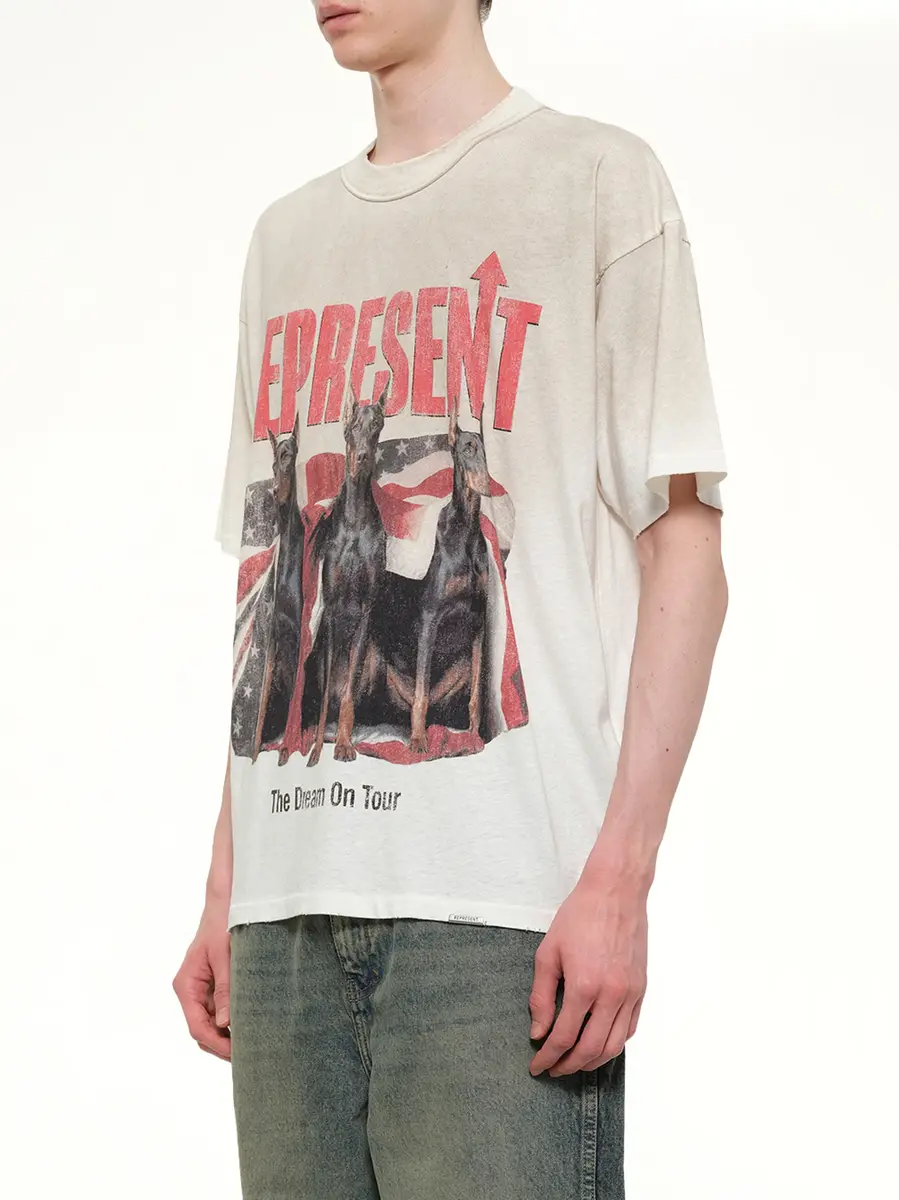 Represent Dream On Tour T-shirt in Washed Ecru | Thumbnail 3 Represent Dream On Tour T-shirt in Washed Ecru | Thumbnail 3
