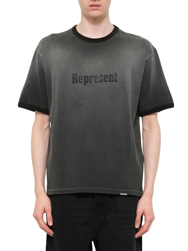 Represent Represent Ringer T-shirt in Stained Black