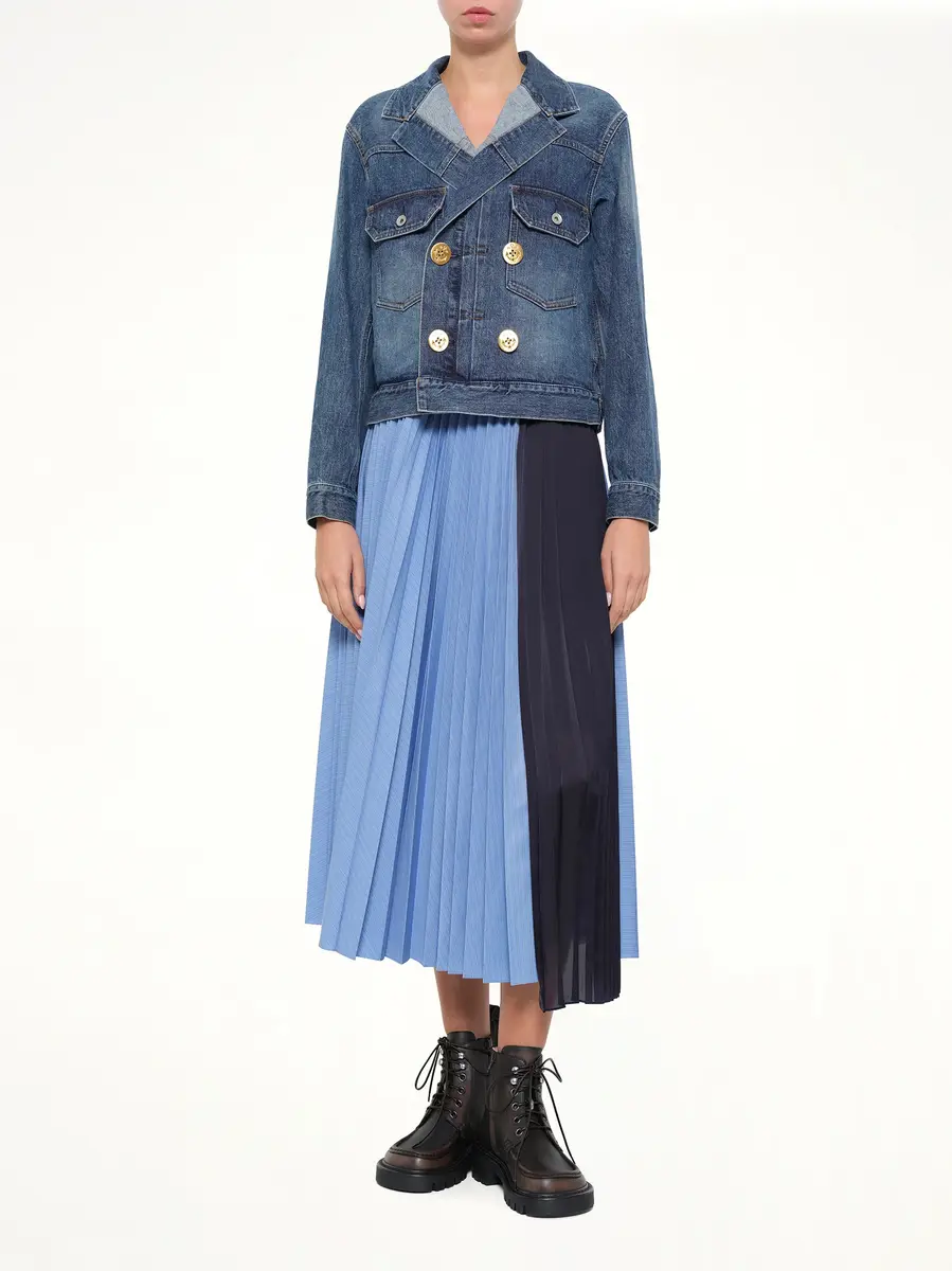 Sacai Poplin Pleat Skirt in Blue Stripe | Thumbnail 4 Sacai Poplin Pleat Skirt in Blue Stripe | Thumbnail 4