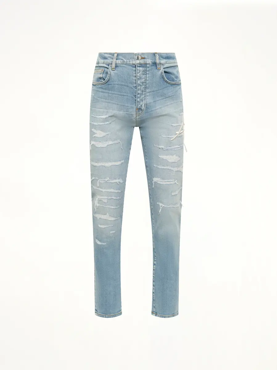 AMIRI Amiri Repaired Slim Jean in Worn Slate | Thumbnail 2 AMIRI Amiri Repaired Slim Jean in Worn Slate | Thumbnail 2