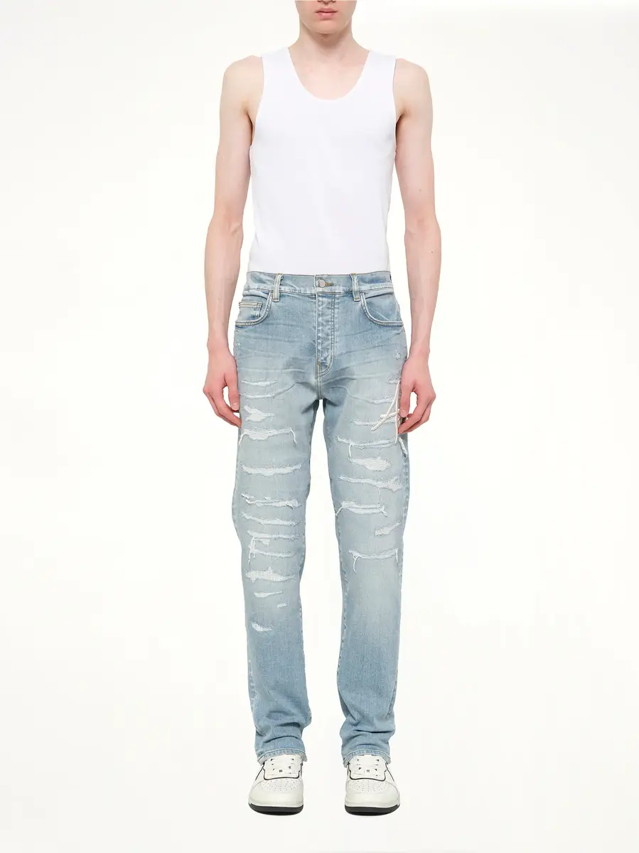AMIRI Amiri Repaired Slim Jean in Worn Slate | Thumbnail 7 AMIRI Amiri Repaired Slim Jean in Worn Slate | Thumbnail 7