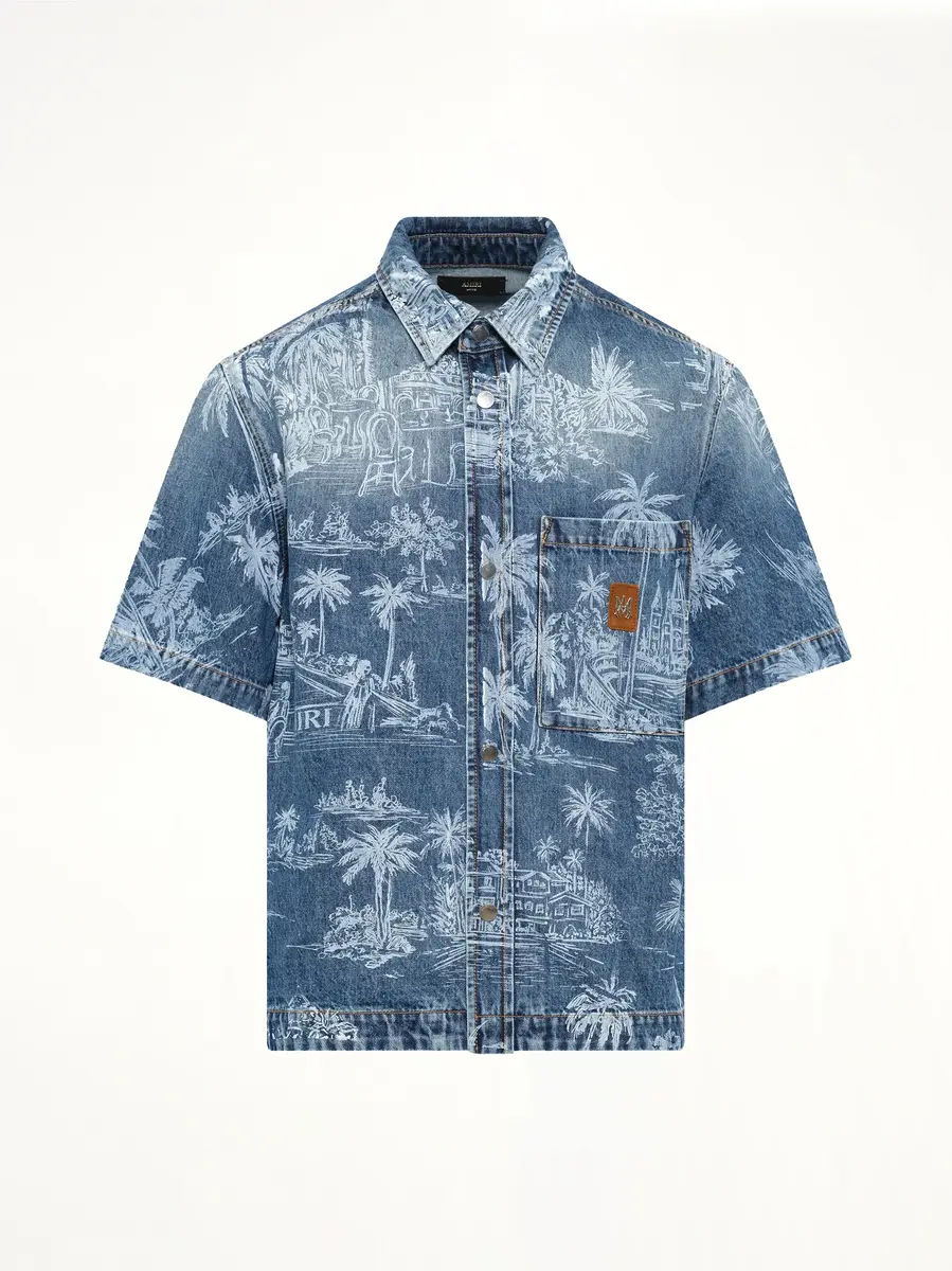 AMIRI Chateau Palms Denim Shirt in Harbor Indigo | Thumbnail 2 AMIRI Chateau Palms Denim Shirt in Harbor Indigo | Thumbnail 2