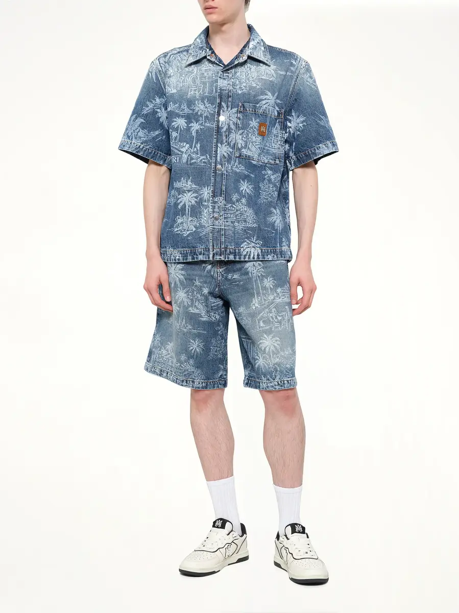AMIRI Chateau Palms Denim Shirt in Harbor Indigo | Thumbnail 4 AMIRI Chateau Palms Denim Shirt in Harbor Indigo | Thumbnail 4