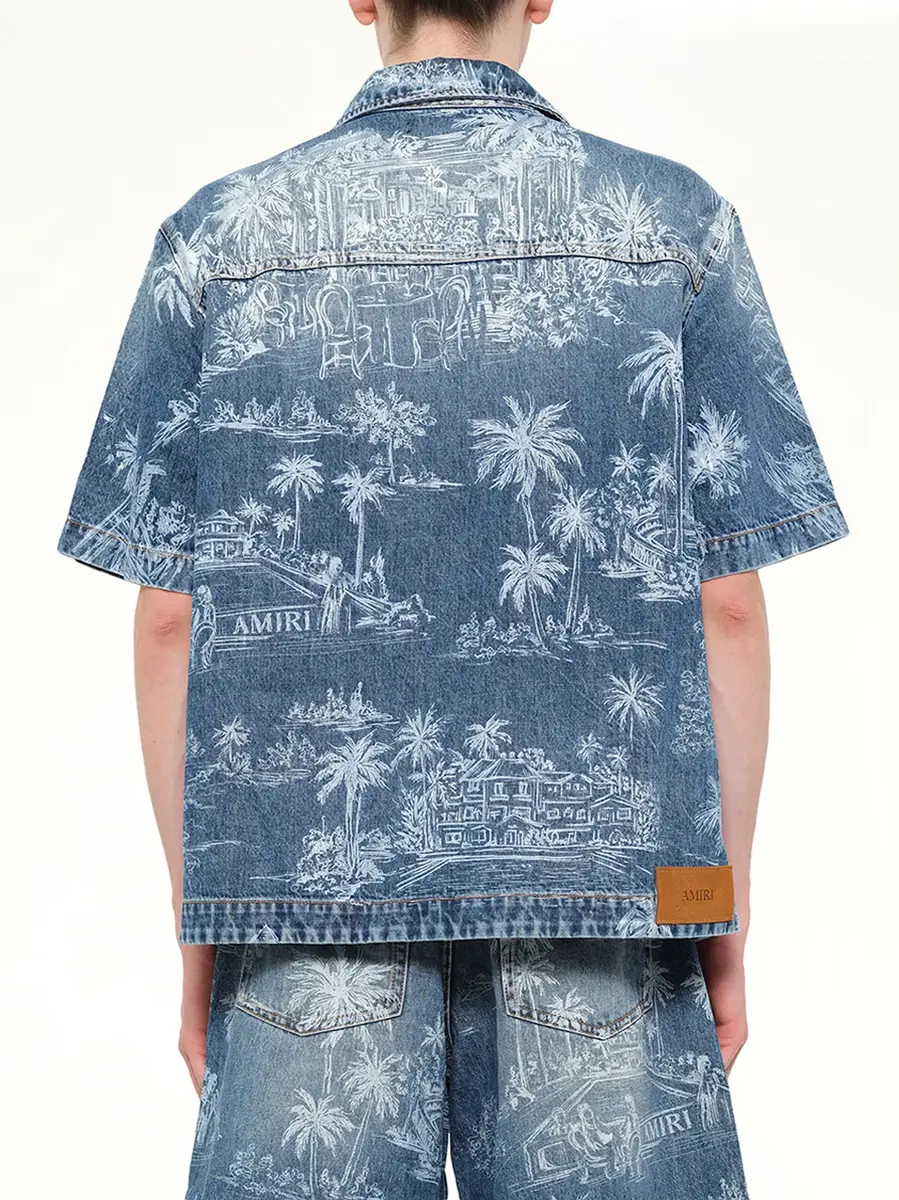 AMIRI Chateau Palms Denim Shirt in Harbor Indigo | Thumbnail 5 AMIRI Chateau Palms Denim Shirt in Harbor Indigo | Thumbnail 5