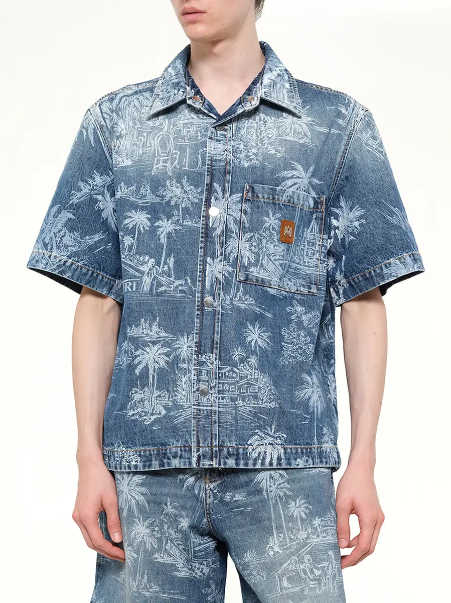 AMIRI Chateau Palms Denim Shirt in Harbor Indigo | Thumbnail 6 AMIRI Chateau Palms Denim Shirt in Harbor Indigo | Thumbnail 6