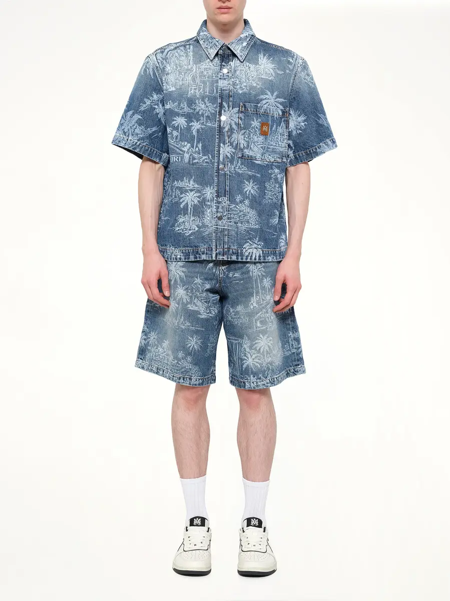 AMIRI Chateau Palms Denim Shirt in Harbor Indigo | Thumbnail 7 AMIRI Chateau Palms Denim Shirt in Harbor Indigo | Thumbnail 7