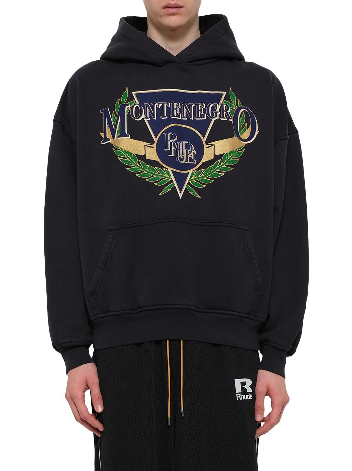 Rhude Montenegro Regatta Hoodie in Vintage Black/navy