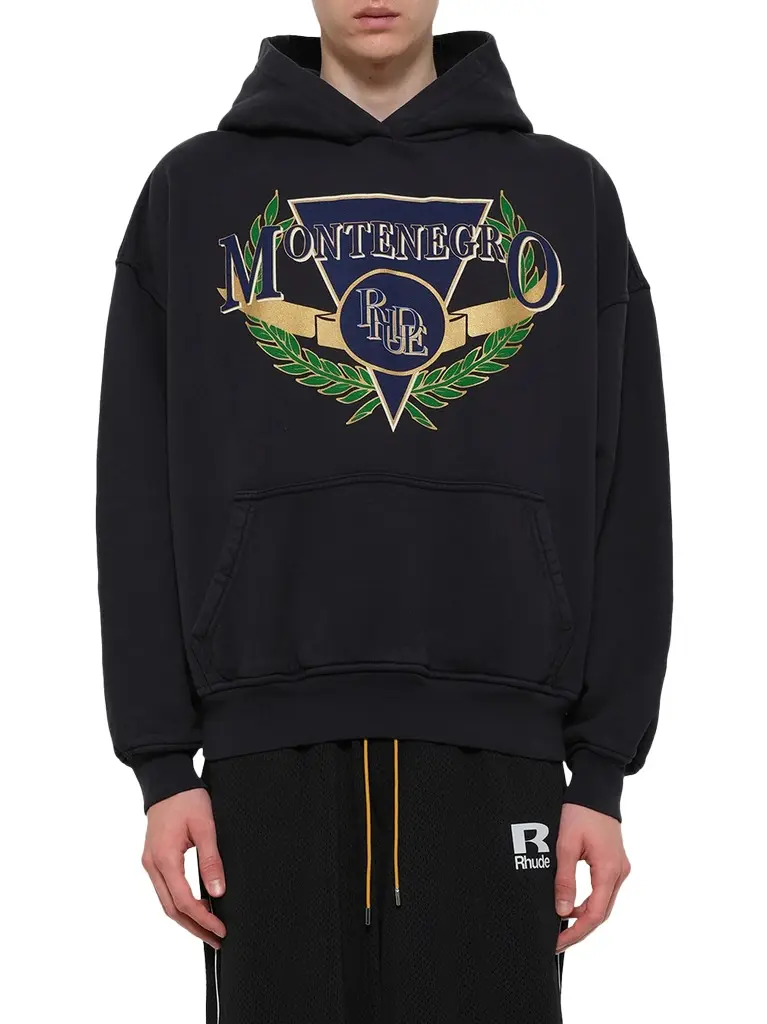 Rhude Montenegro Regatta Hoodie in Vintage Black/navy