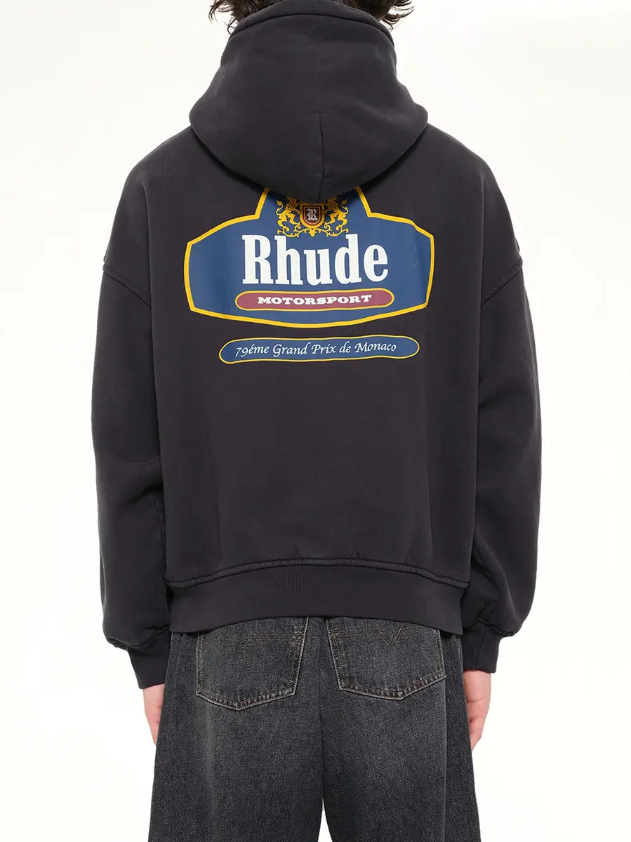 Rhude Racing Crest Zip-up Hoodie in Vintage Black | Thumbnail 5 Rhude Racing Crest Zip-up Hoodie in Vintage Black | Thumbnail 5