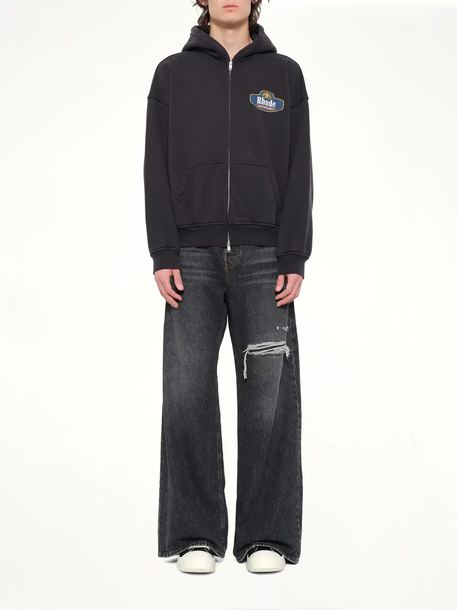 Rhude Racing Crest Zip-up Hoodie in Vintage Black | Thumbnail 7 Rhude Racing Crest Zip-up Hoodie in Vintage Black | Thumbnail 7
