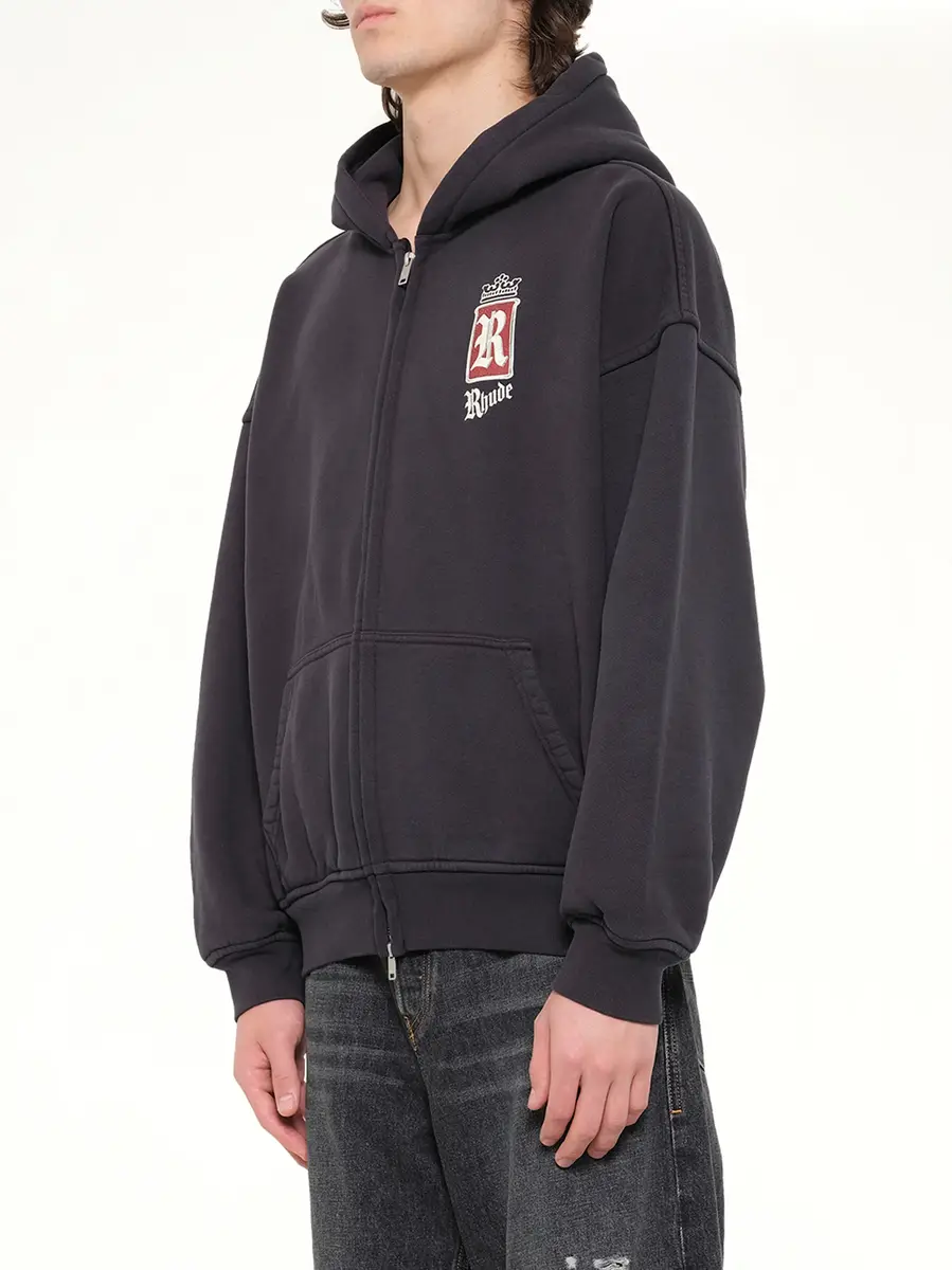 Rhude Rhude Fumar 91 Zip-up Hoodie in Vintage Black | Thumbnail 3 Rhude Rhude Fumar 91 Zip-up Hoodie in Vintage Black | Thumbnail 3