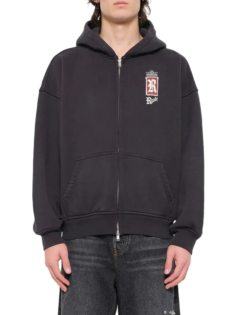 Rhude Rhude Fumar 91 Zip-up Hoodie in Vintage Black