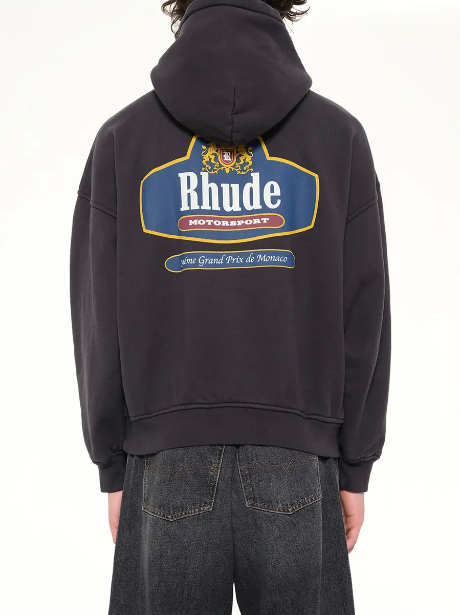 Rhude Racing Crest Hoodie in Vintage Black | Thumbnail 5 Rhude Racing Crest Hoodie in Vintage Black | Thumbnail 5
