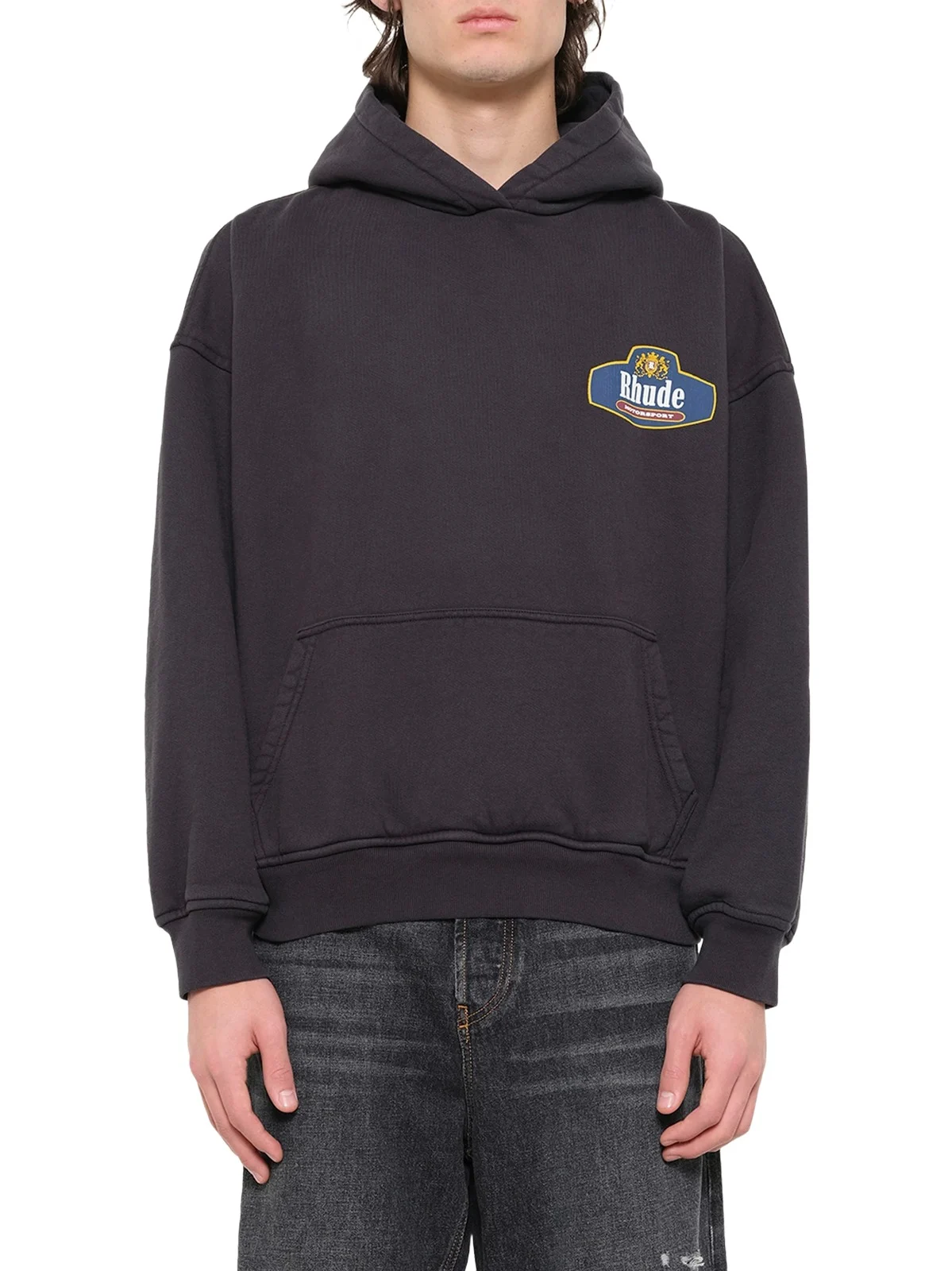Rhude Racing Crest Hoodie in Vintage Black