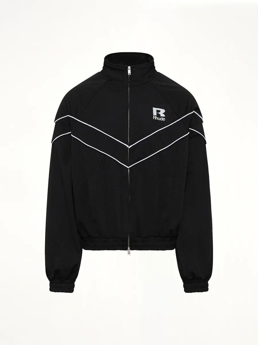 Rhude Rhude Mesh Piping Raglan Track Jacket in Black/white | Thumbnail 2 Rhude Rhude Mesh Piping Raglan Track Jacket in Black/white | Thumbnail 2