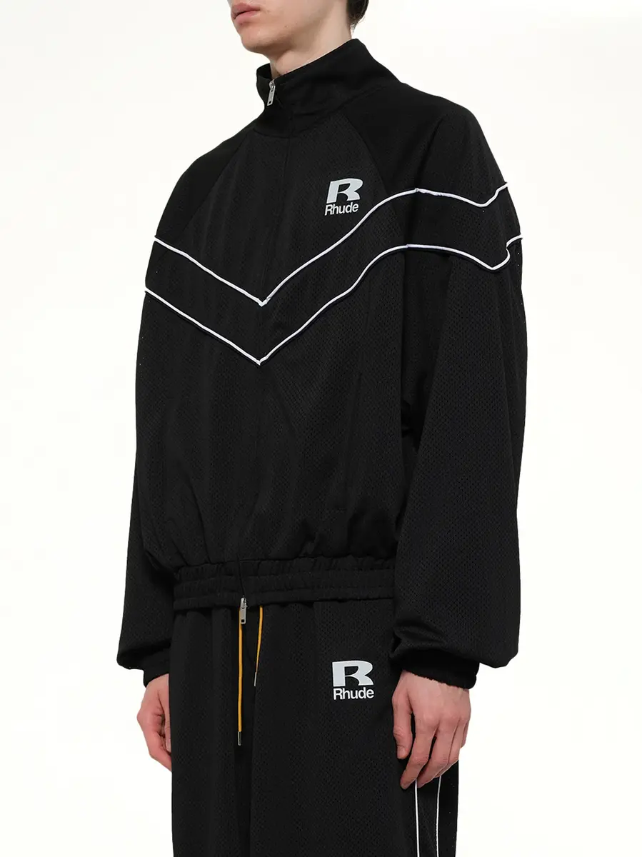 Rhude Rhude Mesh Piping Raglan Track Jacket in Black/white | Thumbnail 3 Rhude Rhude Mesh Piping Raglan Track Jacket in Black/white | Thumbnail 3