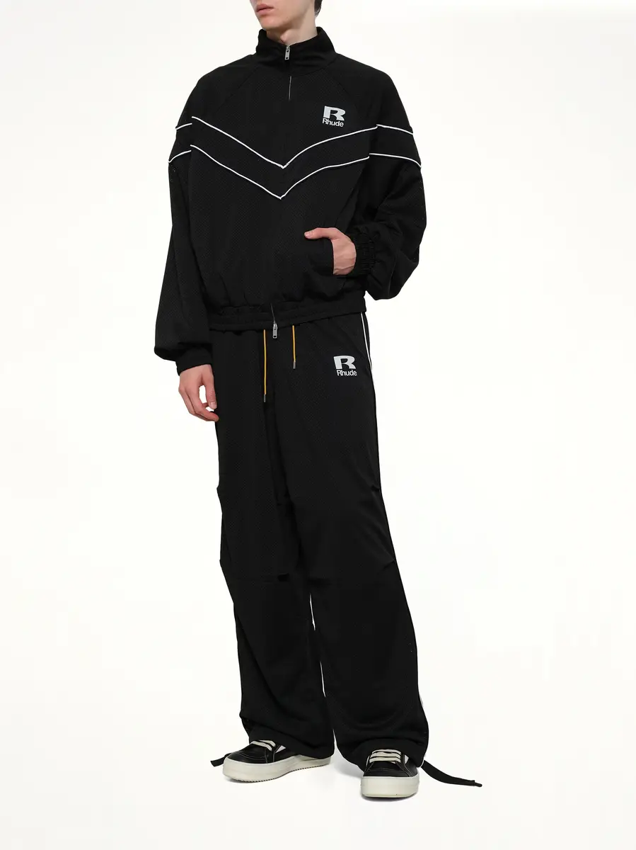 Rhude Rhude Mesh Piping Raglan Track Jacket in Black/white | Thumbnail 4 Rhude Rhude Mesh Piping Raglan Track Jacket in Black/white | Thumbnail 4