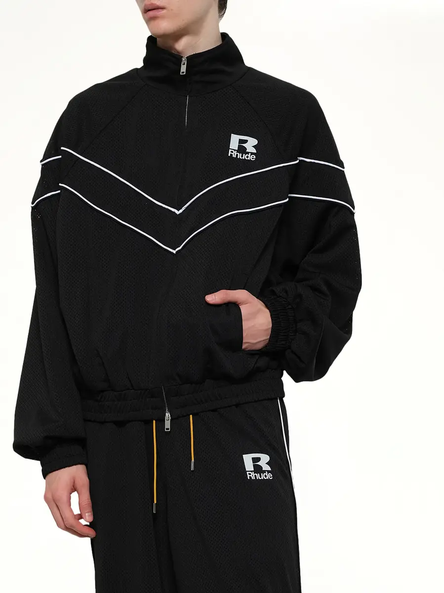 Rhude Rhude Mesh Piping Raglan Track Jacket in Black/white | Thumbnail 6 Rhude Rhude Mesh Piping Raglan Track Jacket in Black/white | Thumbnail 6