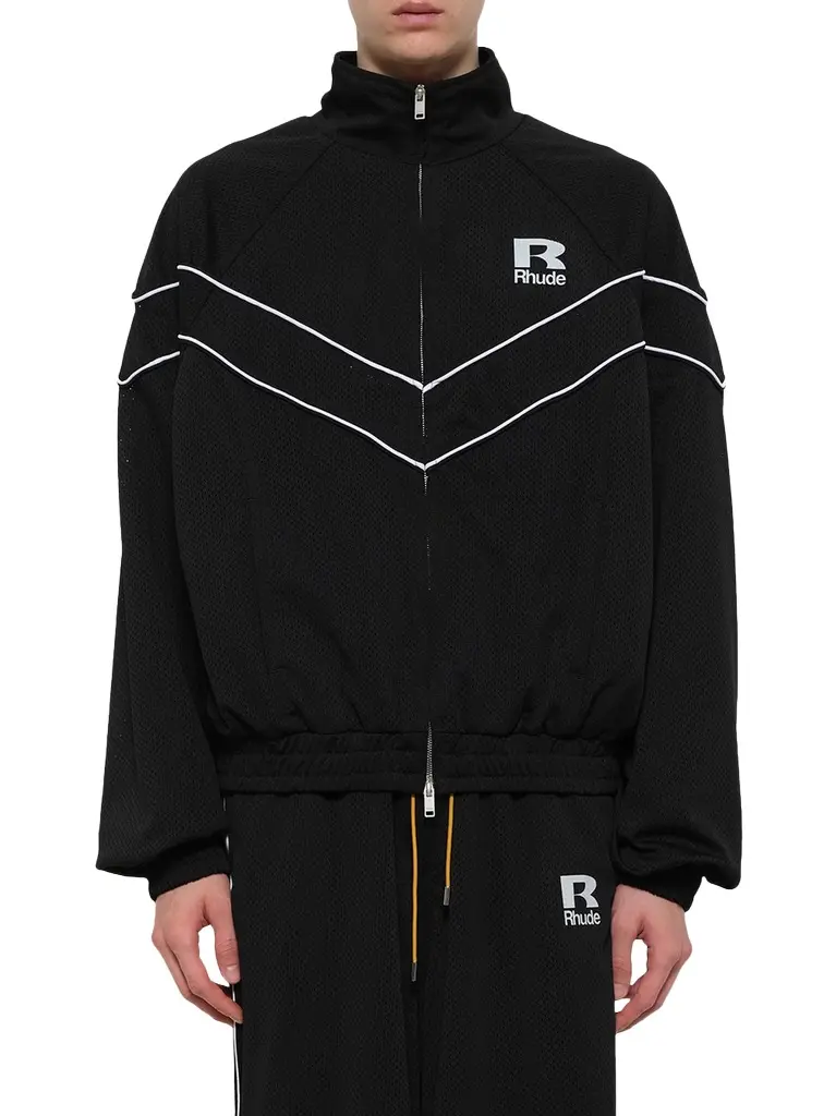Rhude Rhude Mesh Piping Raglan Track Jacket in Black/white