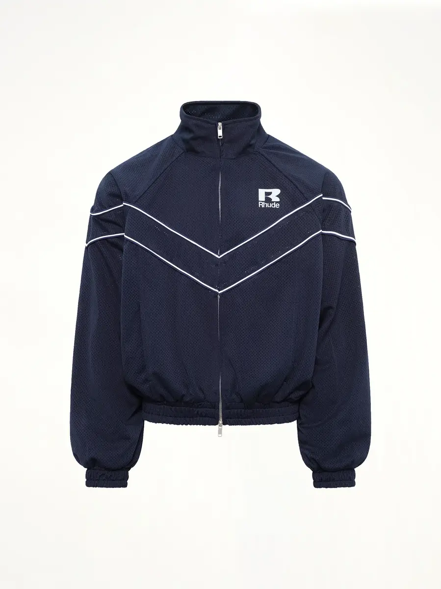 Rhude Rhude Mesh Piping Raglan Track Jacket in Navy/white | Thumbnail 2 Rhude Rhude Mesh Piping Raglan Track Jacket in Navy/white | Thumbnail 2