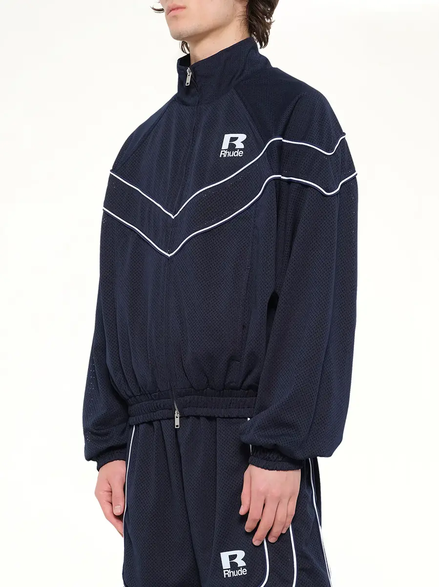 Rhude Rhude Mesh Piping Raglan Track Jacket in Navy/white | Thumbnail 3 Rhude Rhude Mesh Piping Raglan Track Jacket in Navy/white | Thumbnail 3