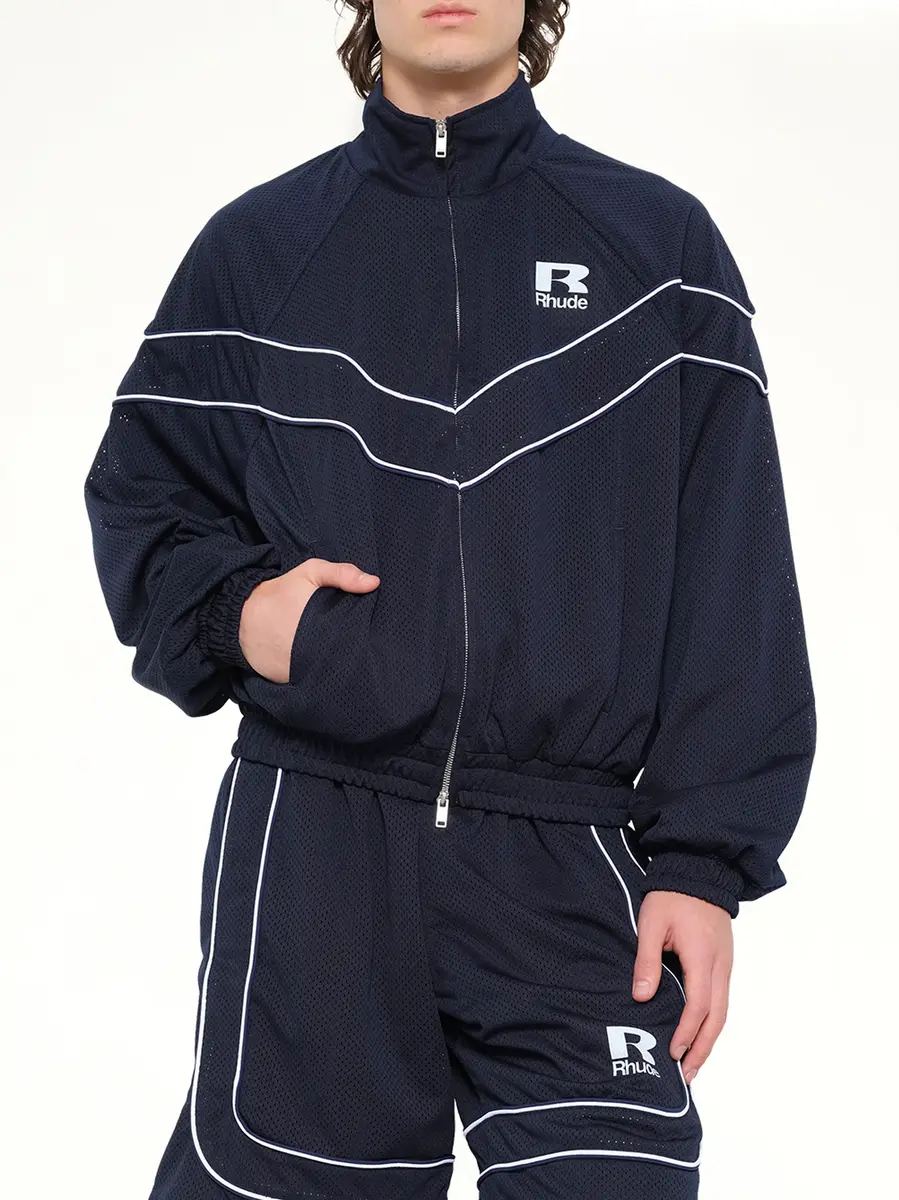 Rhude Rhude Mesh Piping Raglan Track Jacket in Navy/white | Thumbnail 6 Rhude Rhude Mesh Piping Raglan Track Jacket in Navy/white | Thumbnail 6