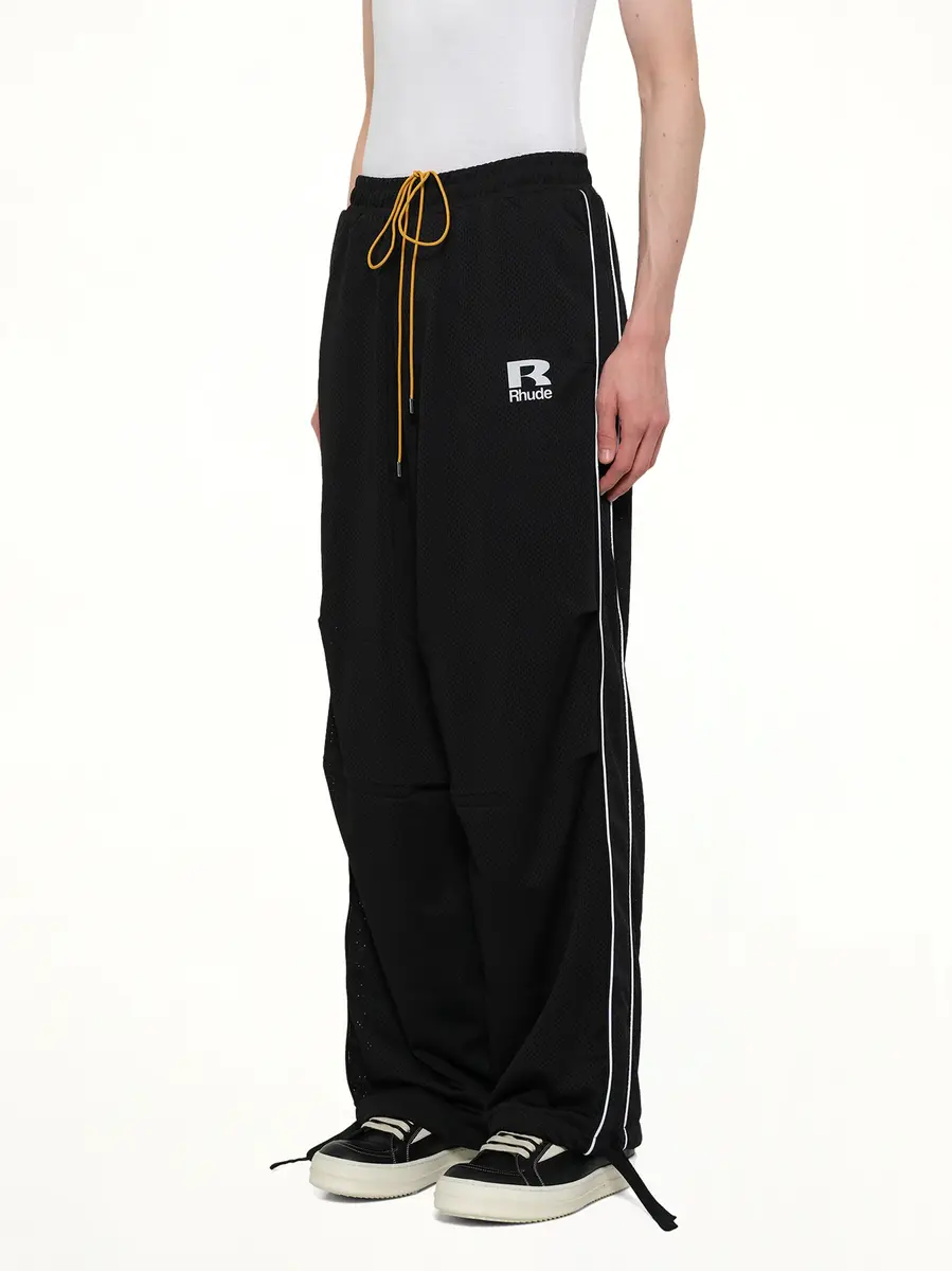 Rhude Rhude Mesh Piping Parachute Track Pant in Black/white | Thumbnail 3 Rhude Rhude Mesh Piping Parachute Track Pant in Black/white | Thumbnail 3