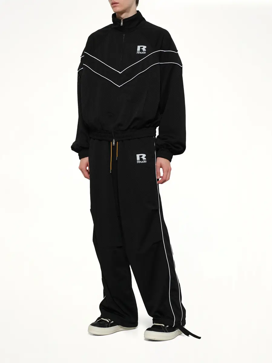 Rhude Rhude Mesh Piping Parachute Track Pant in Black/white | Thumbnail 4 Rhude Rhude Mesh Piping Parachute Track Pant in Black/white | Thumbnail 4